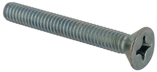 Value Collection - #12-24 UNC, 1-3/4" OAL Phillips Drive Machine Screw - Flat Head, Grade J82 Steel, Zinc-Plated Finish, Without Washer - Americas Industrial Supply