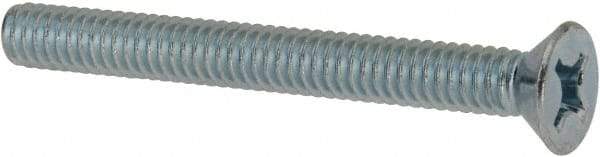 Value Collection - #12-24 UNC, 2" OAL Phillips Drive Machine Screw - Flat Head, Grade J82 Steel, Zinc-Plated Finish, Without Washer - Americas Industrial Supply