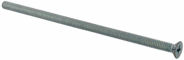 Value Collection - 1/4-20 UNC, 6" OAL Phillips Drive Machine Screw - Flat Head, Grade J82 Steel, Zinc-Plated Finish, Without Washer - Americas Industrial Supply