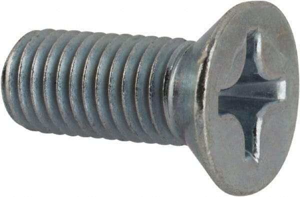 Value Collection - 1/4-28 UNF, 5/8" OAL Phillips Drive Machine Screw - Flat Head, Grade J82 Steel, Zinc-Plated Finish, Without Washer - Americas Industrial Supply
