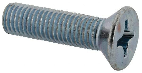 Value Collection - 1/4-28 UNF, 1" OAL Phillips Drive Machine Screw - Flat Head, Grade J82 Steel, Zinc-Plated Finish, Without Washer - Americas Industrial Supply