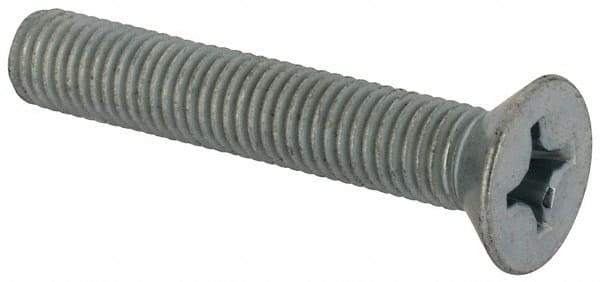 Value Collection - 1/4-28 UNF, 1-1/2" OAL Phillips Drive Machine Screw - Flat Head, Grade J82 Steel, Zinc-Plated Finish, Without Washer - Americas Industrial Supply