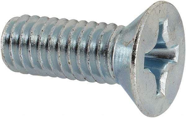 Value Collection - 5/16-18 UNC, 7/8" OAL Phillips Drive Machine Screw - Flat Head, Grade J82 Steel, Zinc-Plated Finish, Without Washer - Americas Industrial Supply