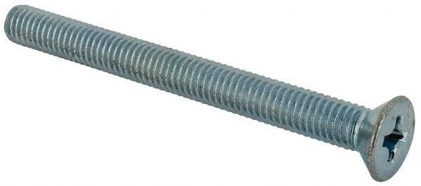 Value Collection - 3/8-16 UNC, 4" OAL Phillips Drive Machine Screw - Flat Head, Grade J82 Steel, Zinc-Plated Finish, Without Washer - Americas Industrial Supply