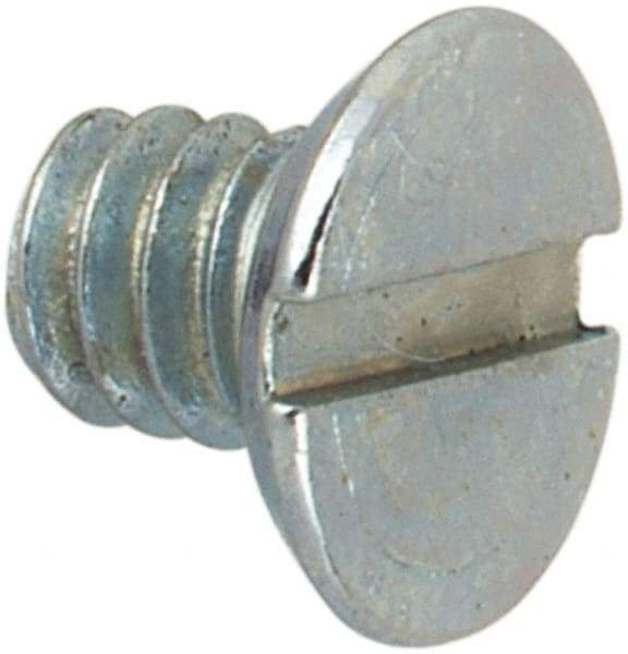 Value Collection - #2-56 UNC, 1/8" OAL Slotted Drive Machine Screw - Flat Undercut Head, Grade J82 Steel, Zinc-Plated Finish, Without Washer - Americas Industrial Supply