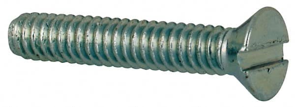 Value Collection - #2-56 UNC, 1/2" OAL Slotted Drive Machine Screw - Flat Head, Grade J82 Steel, Zinc-Plated Finish, Without Washer - Americas Industrial Supply