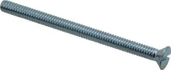 Value Collection - 1/4-20 UNC, 3-1/2" OAL Slotted Drive Machine Screw - Flat Head, Grade J82 Steel, Zinc-Plated Finish, Without Washer - Americas Industrial Supply