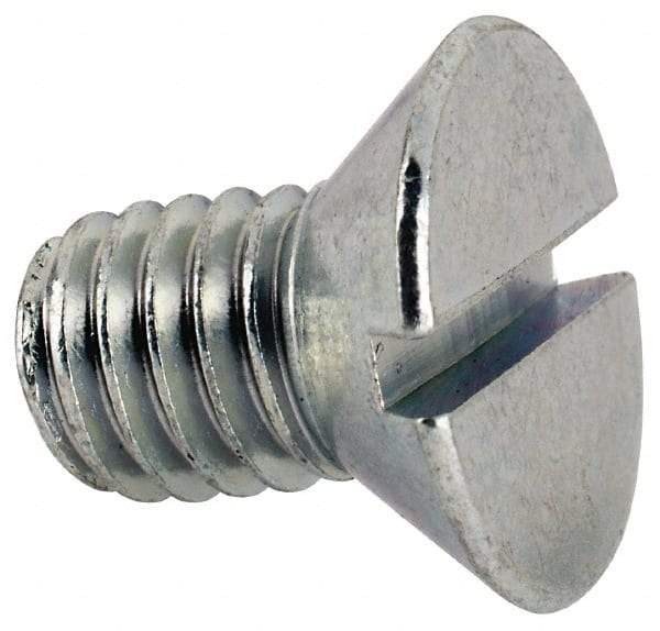 Value Collection - 3/8-16 UNC, 5/8" OAL Slotted Drive Machine Screw - Flat Head, Grade J82 Steel, Zinc-Plated Finish, Without Washer - Americas Industrial Supply