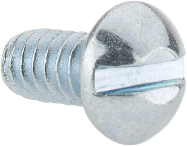 Value Collection - #10-24 UNC, 3/8" Length Under Head Slotted Drive Machine Screw - Round Head, Grade J82 Steel, Zinc-Plated Finish, Without Washer - Americas Industrial Supply