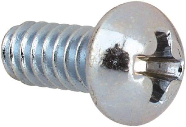 Value Collection - #4-40 UNC, 1/4" Length Under Head Phillips Drive Machine Screw - Round Head, Grade J82 Steel, Zinc-Plated Finish, Without Washer - Americas Industrial Supply