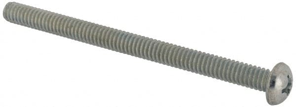 Value Collection - 1/4-20 UNC, 3-1/2" Length Under Head Phillips Drive Machine Screw - Round Head, Grade J82 Steel, Zinc-Plated Finish, Without Washer - Americas Industrial Supply
