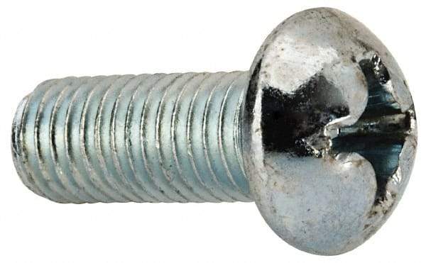 Value Collection - 1/4-28 UNF, 5/8" Length Under Head Phillips Drive Machine Screw - Round Head, Grade J82 Steel, Zinc-Plated Finish, Without Washer - Americas Industrial Supply