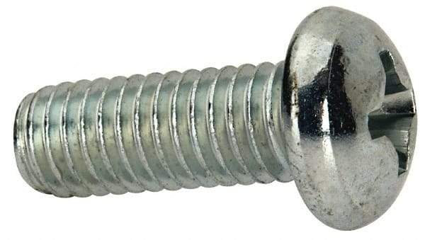 Value Collection - 3/8-16 UNC, 1" Length Under Head Phillips Drive Machine Screw - Round Head, Grade J82 Steel, Zinc-Plated Finish, Without Washer - Americas Industrial Supply