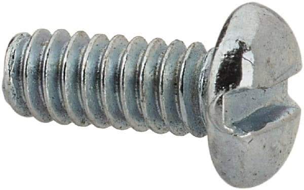 Value Collection - #3-48 UNC, 1/4" Length Under Head Slotted Drive Machine Screw - Pan Head, Grade J82 Steel, Zinc-Plated Finish, Without Washer - Americas Industrial Supply