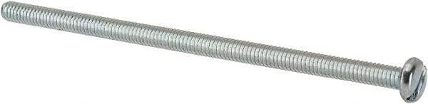 Value Collection - #8-32 UNC, 3-1/2" Length Under Head Slotted Drive Machine Screw - Pan Head, Grade J82 Steel, Zinc-Plated Finish, Without Washer - Americas Industrial Supply