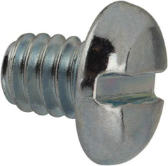 Value Collection - 1/4-20 UNC, 5/16" Length Under Head Slotted Drive Machine Screw - Pan Head, Grade J82 Steel, Zinc-Plated Finish, Without Washer - Americas Industrial Supply
