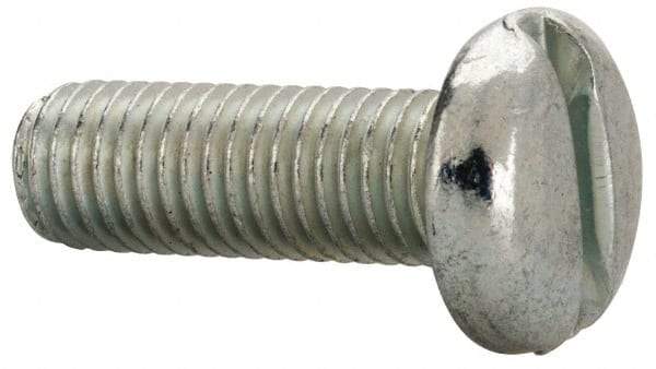 Value Collection - 1/4-28 UNF, 3/4" Length Under Head Slotted Drive Machine Screw - Pan Head, Grade J82 Steel, Zinc-Plated Finish, Without Washer - Americas Industrial Supply