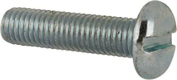 Value Collection - 1/4-28 UNF, 1" Length Under Head Slotted Drive Machine Screw - Pan Head, Grade J82 Steel, Zinc-Plated Finish, Without Washer - Americas Industrial Supply