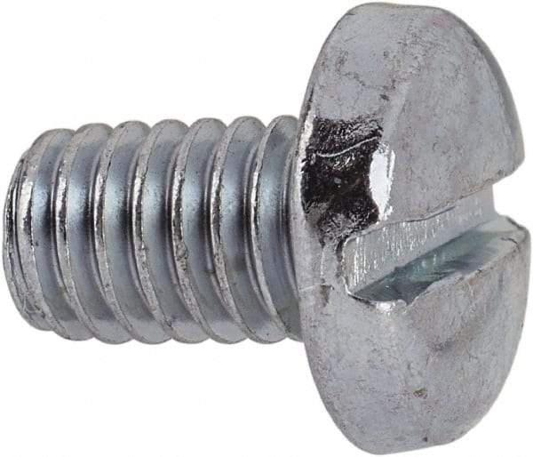 Value Collection - 5/16-18 UNC, 1/2" Length Under Head Slotted Drive Machine Screw - Pan Head, Grade J82 Steel, Zinc-Plated Finish, Without Washer - Americas Industrial Supply