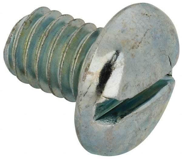 Value Collection - 3/8-16 UNC, 1/2" Length Under Head Slotted Drive Machine Screw - Pan Head, Grade J82 Steel, Zinc-Plated Finish, Without Washer - Americas Industrial Supply