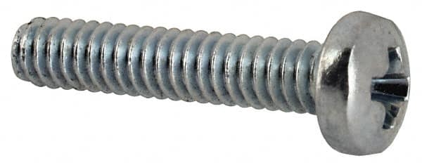 Value Collection - #3-48 UNC, 1/2" Length Under Head Phillips Drive Machine Screw - Pan Head, Grade J82 Steel, Zinc-Plated Finish, Without Washer - Americas Industrial Supply