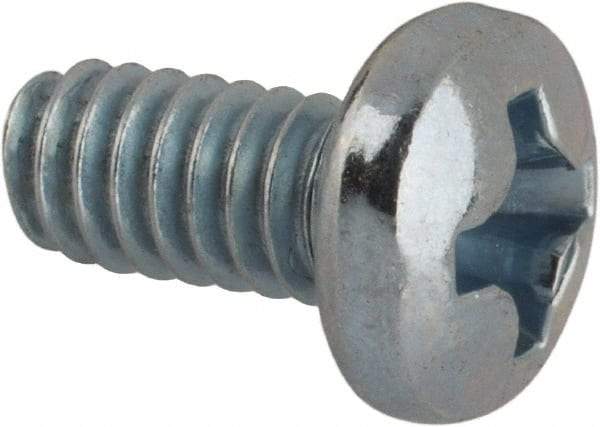 Value Collection - #5-40 UNC, 1/4" Length Under Head Phillips Drive Machine Screw - Pan Head, Grade J82 Steel, Zinc-Plated Finish, Without Washer - Americas Industrial Supply