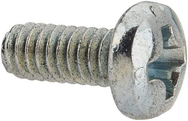 Value Collection - #5-40 UNC, 5/16" Length Under Head Phillips Drive Machine Screw - Pan Head, Grade J82 Steel, Zinc-Plated Finish, Without Washer - Americas Industrial Supply