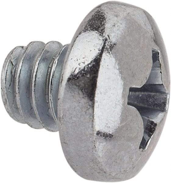 Value Collection - 1/4-20 UNC, 1/4" Length Under Head Phillips Drive Machine Screw - Pan Head, Grade J82 Steel, Zinc-Plated Finish, Without Washer - Americas Industrial Supply