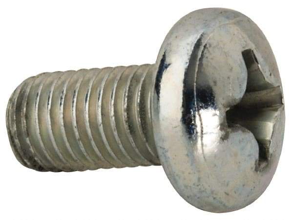 Value Collection - 1/4-28 UNF, 1/2" Length Under Head Phillips Drive Machine Screw - Pan Head, Grade J82 Steel, Zinc-Plated Finish, Without Washer - Americas Industrial Supply