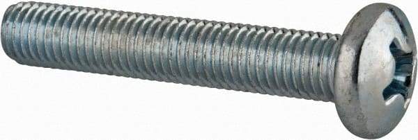 Value Collection - 1/4-28 UNF, 1-1/2" Length Under Head Phillips Drive Machine Screw - Pan Head, Grade J82 Steel, Zinc-Plated Finish, Without Washer - Americas Industrial Supply