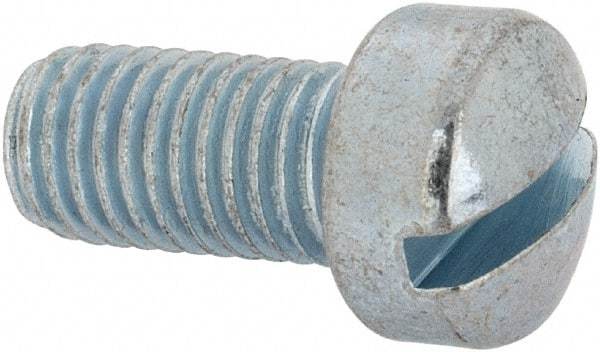 Value Collection - 1/4-28 UNF, 1/2" Length Under Head Slotted Drive Machine Screw - Fillister Head, Grade J82 Steel, Zinc-Plated Finish, Without Washer - Americas Industrial Supply