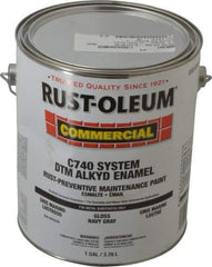 Rust-Oleum - 1 Gal Navy Gray Gloss Finish Alkyd Enamel Paint - 278 to 509 Sq Ft per Gal, Interior/Exterior, Direct to Metal, <400 gL VOC Compliance - Americas Industrial Supply