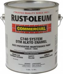 Rust-Oleum - 1 Gal Yellow Gloss Finish Alkyd Enamel Paint - 278 to 509 Sq Ft per Gal, Interior/Exterior, Direct to Metal, <400 gL VOC Compliance - Americas Industrial Supply