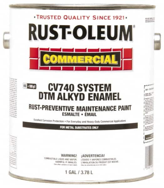 Rust-Oleum - 1 Gal White Gloss Finish Alkyd Enamel Paint - 278 to 509 Sq Ft per Gal, Interior/Exterior, Direct to Metal, <100 gL VOC Compliance - Americas Industrial Supply