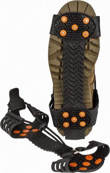 Ergodyne - Size 11-14, Strap-On Cleat - Steel Studs Traction, Black - Americas Industrial Supply