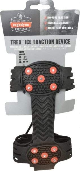 Ergodyne - Size 5-8, Strap-On Cleat - Steel Studs Traction, Black - Americas Industrial Supply