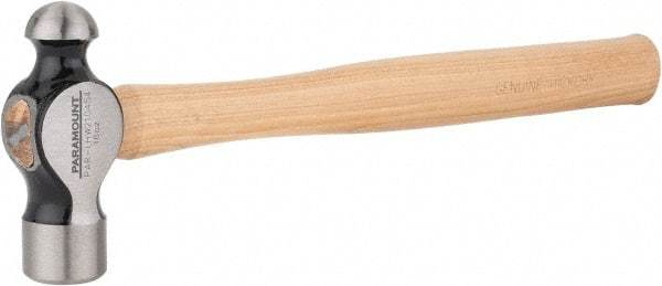 Paramount - 1 Lb Head Ball Pein Hammer - Wood Handle, 13-3/4" OAL - Americas Industrial Supply