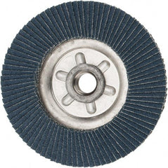Weiler - 80 Grit, 4-1/2" Disc Diam, 5/8-11 Center Hole, Type 29 Zirconia Alumina Flap Disc - 13,000 Max RPM, Aluminum Backing, Quick Change Type S Attaching System, Coated - Americas Industrial Supply