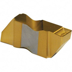 Tool-Flo - 3047FLG Grade GP3, 1.19mm Cutting Width Carbide Grooving Insert - 1.91mm Max Depth of Cut, Left Hand, 0.005 to 0.01" Corner Radius, TiN Finish - Americas Industrial Supply
