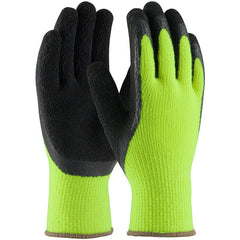 ‎41-1420/M Insulated Seamless Knit - HV Lime Yellow 7G Acrylic Shell - Black Latex Crinkle Grip - Unbranded - Exact Industrial Supply