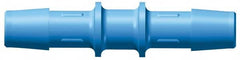 Made in USA - 3/16" Barb, HDPE Single Barbed Tube Straight Coupler - Blue, Male - Americas Industrial Supply