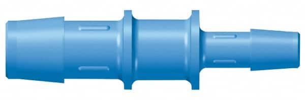 Made in USA - 1 x 1/2" Barb, Kynar Single Barbed Tube Reducer - Blue, Male - Americas Industrial Supply