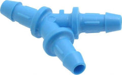 Made in USA - 1/8" Barb, HDPE Single Barbed Tube Y Connector - Blue, Male - Americas Industrial Supply