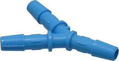 Made in USA - 1/4" Barb, HDPE Single Barbed Tube Y Connector - Blue, Male - Americas Industrial Supply