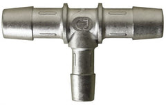 Made in USA - 0.309 x 0.218" Tube ID, Metal Barbed Reduction Tube Tee - Stainless Steel - Americas Industrial Supply