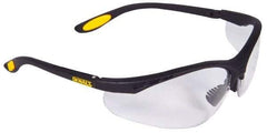 DeWALT - Clear Lenses, Framed Safety Glasses - Anti-Fog, Scratch Resistant, Black Plastic Frame, Size Universal, Wrap Around - Americas Industrial Supply