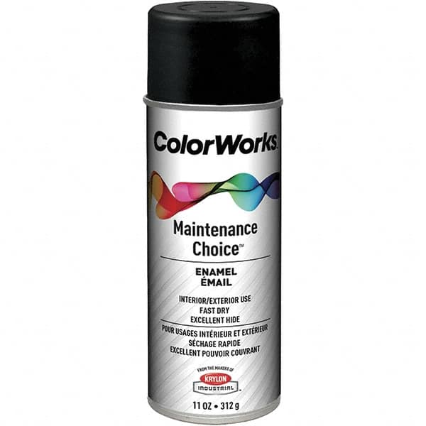 Krylon - Black, Flat, Enamel Spray Paint - 15 to 18 Sq Ft per Can, 16 oz Container, Use on General Industrial Maintenance & Touch-up Work - Americas Industrial Supply