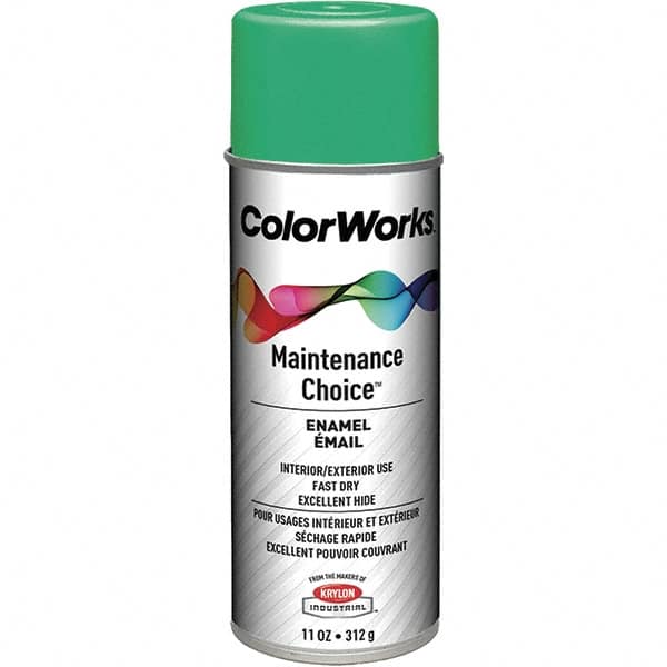 Krylon - Safety Green, Enamel Spray Paint - 15 to 18 Sq Ft per Can, 16 oz Container, Use on General Industrial Maintenance & Touch-up Work - Americas Industrial Supply