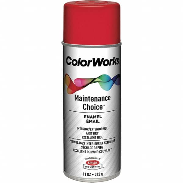 Krylon - Safety Red, Enamel Spray Paint - 15 to 18 Sq Ft per Can, 16 oz Container, Use on General Industrial Maintenance & Touch-up Work - Americas Industrial Supply