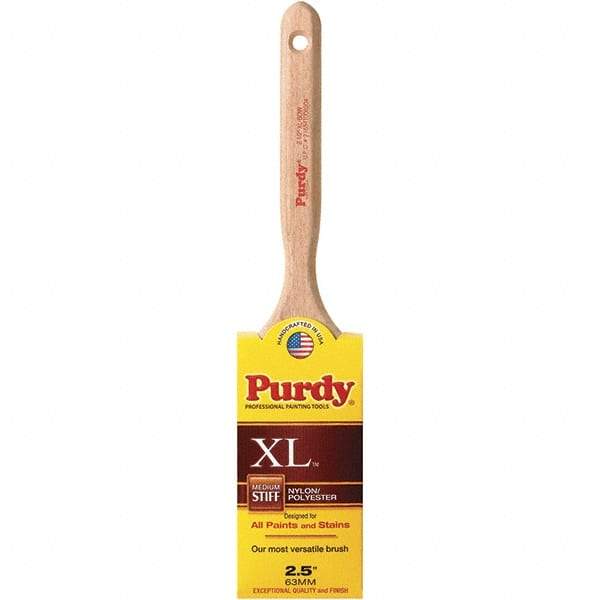 Purdy - 2-1/2" Flat Synthetic Sash Brush - 2-15/16" Bristle Length, 6" Wood Fluted Handle - Americas Industrial Supply